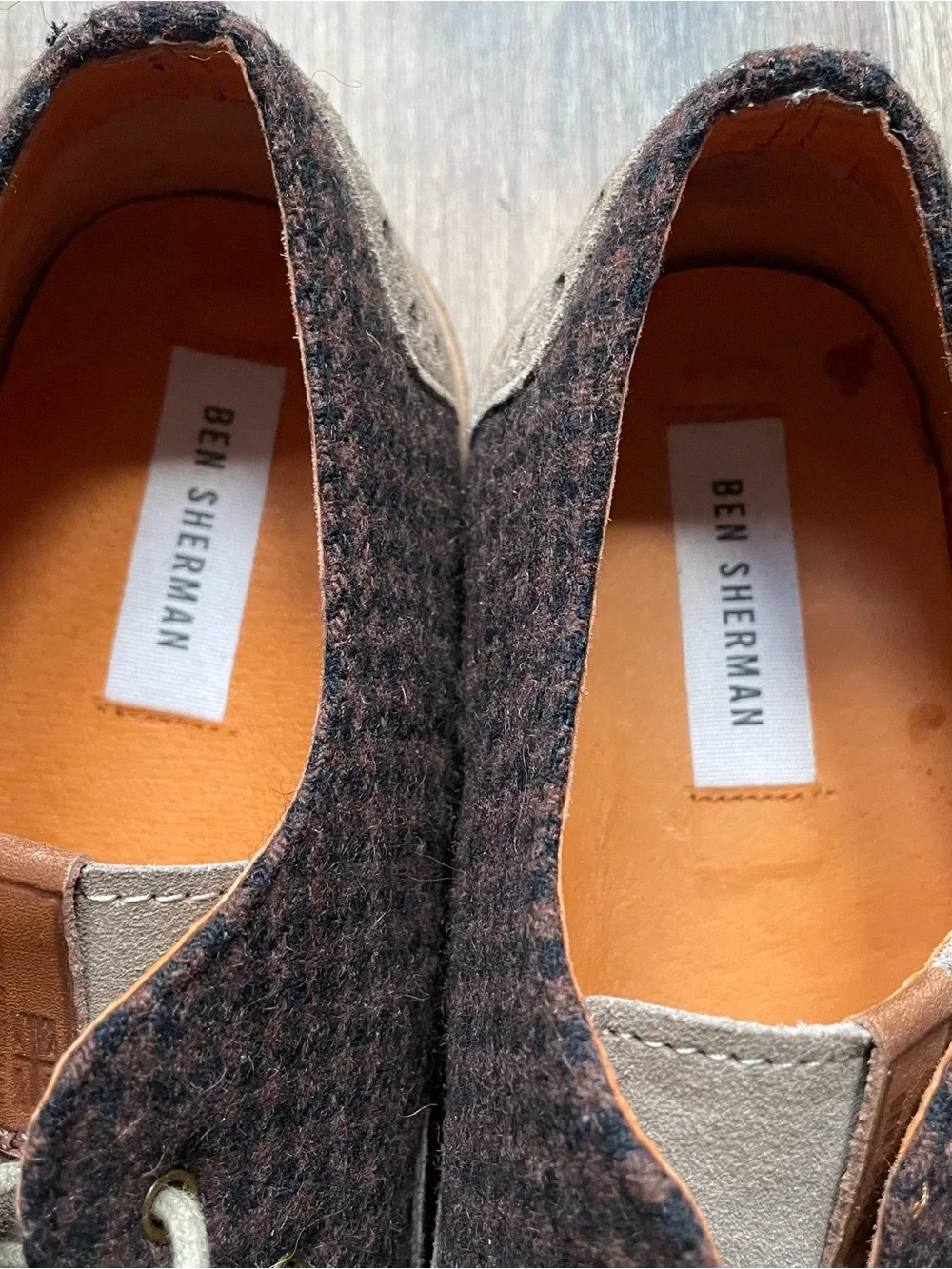 Ben Sherman Brown Houndstooth & Tan Wingtip Derby